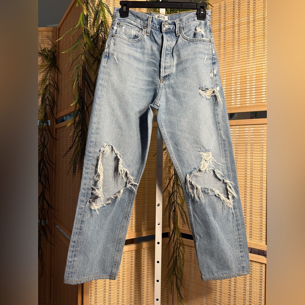 Agolde Distressed Light Blue Jeans Size 24